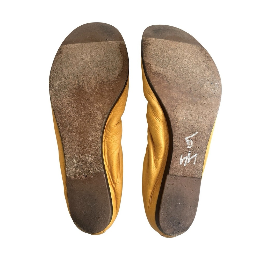Lanvin Paris Yellow Soft Leather Ballet Flats Sz 39 Balletcore Quiet Luxury - Picture 8 of 13